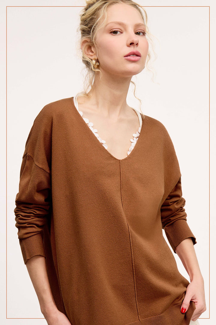 Camel Stretchy Lightweight Knit Top
