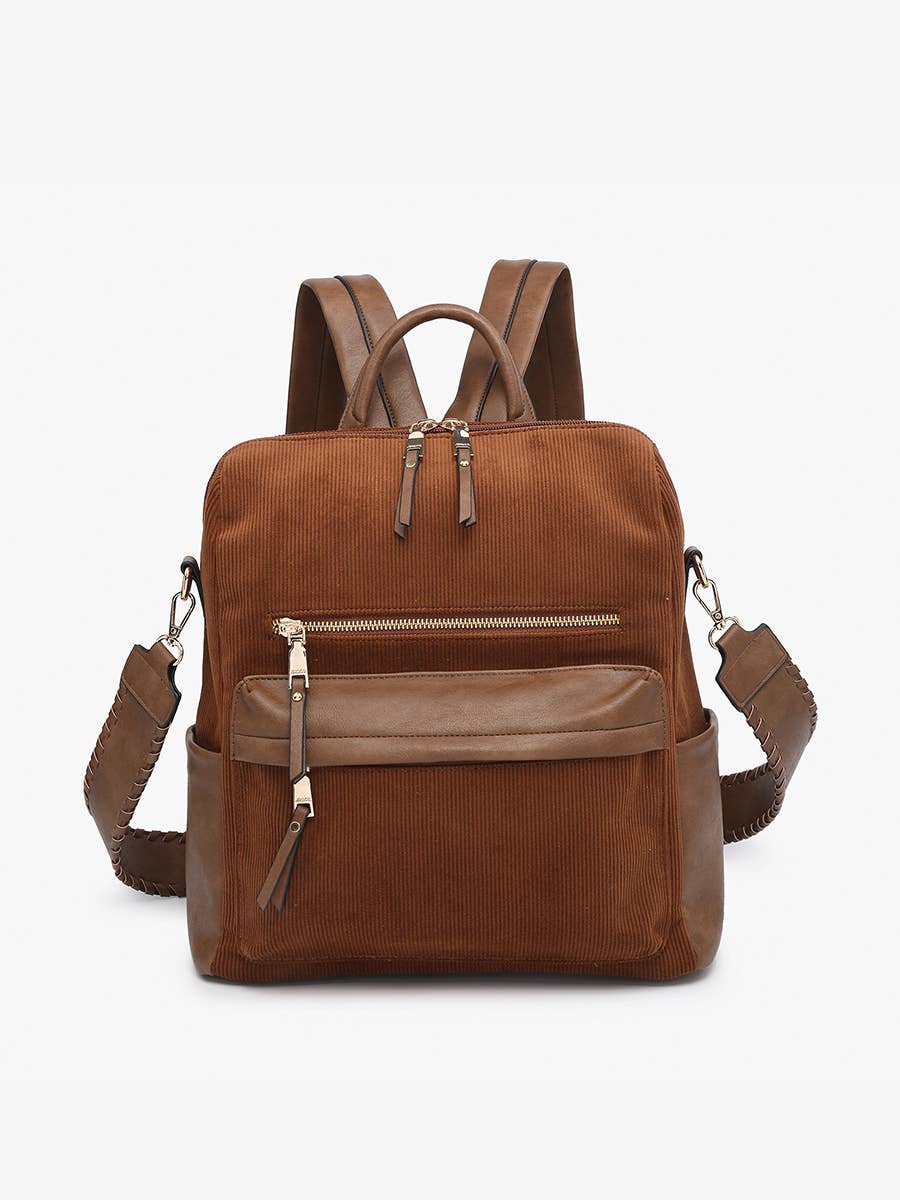 Amelia Brown Corduroy Convertible Backpack