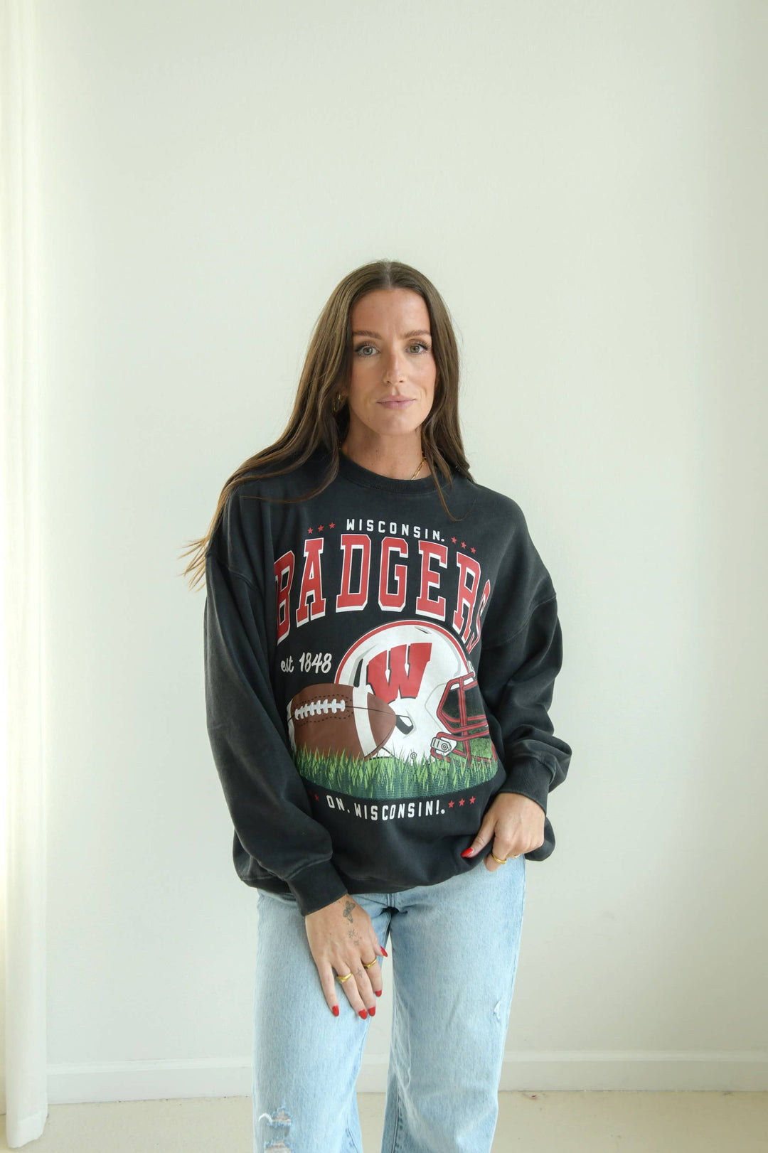 Washed Black Wisconsin Badgers Sweatshirt