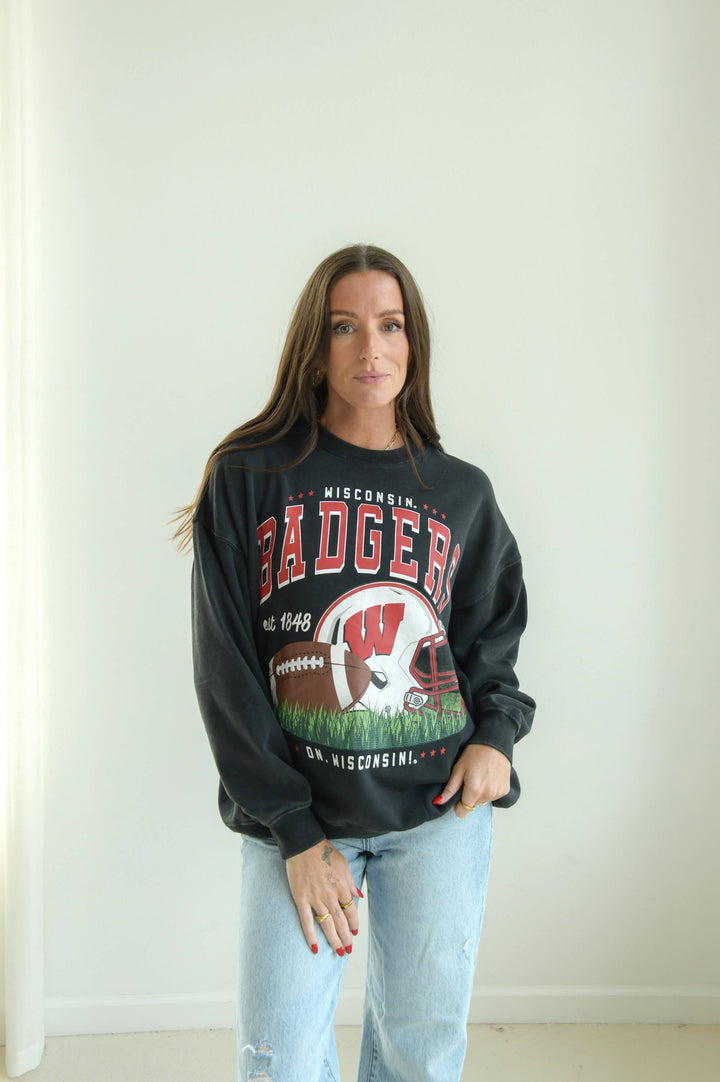 Washed Black Wisconsin Badgers Sweatshirt
