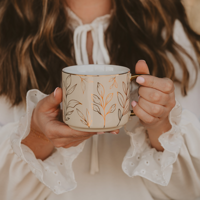 Gold Leaves Coffee Mug 14oz