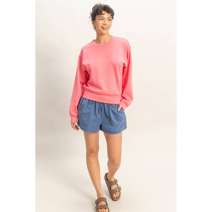 Taffy Pink Crew Neck Sweatshirt