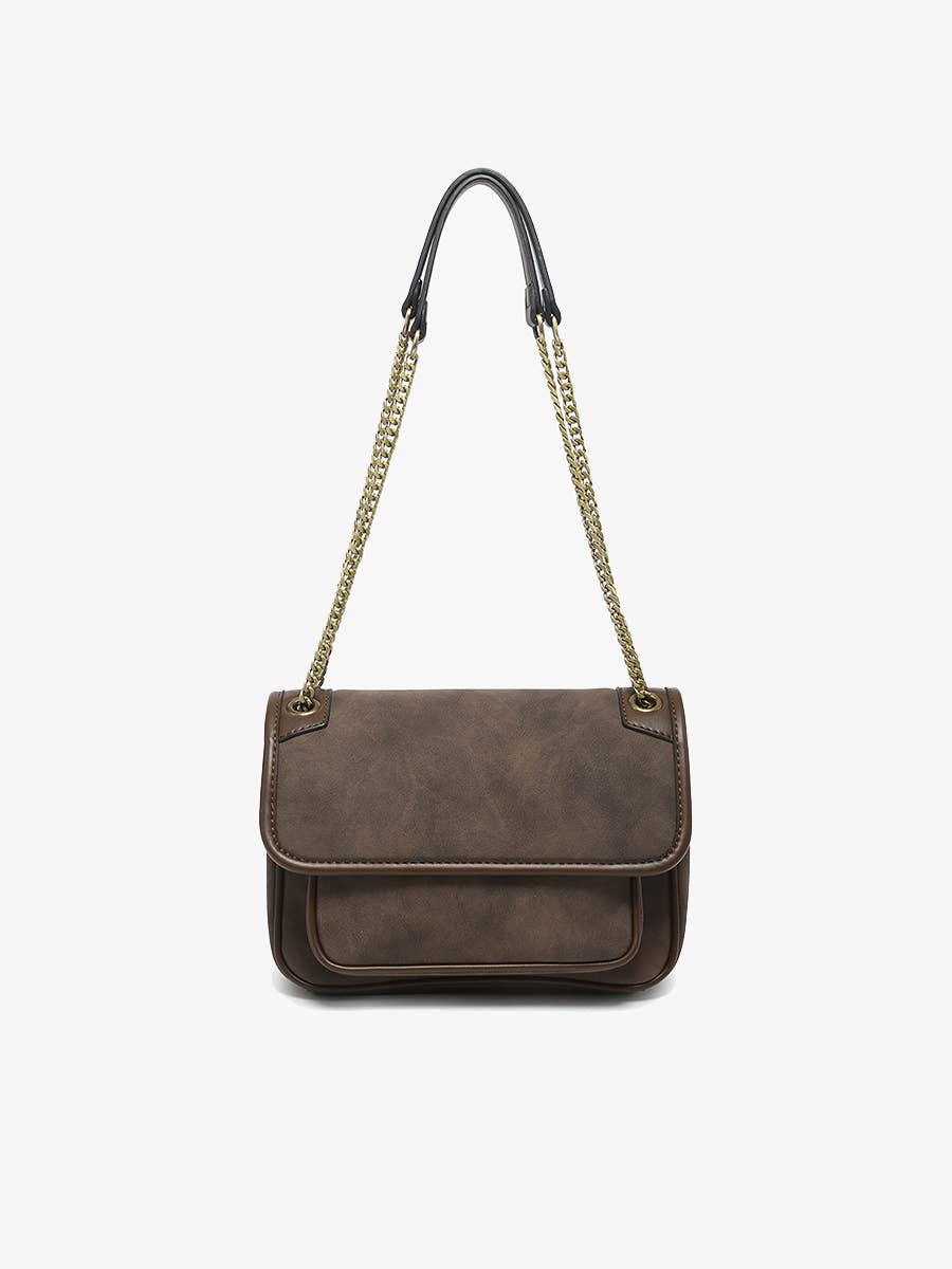 Nola Espresso Suede Crossbody Bag