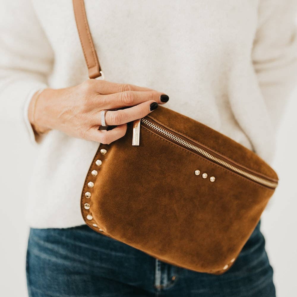 Sabrina Studded Suede Bum Bag : Chocolate
