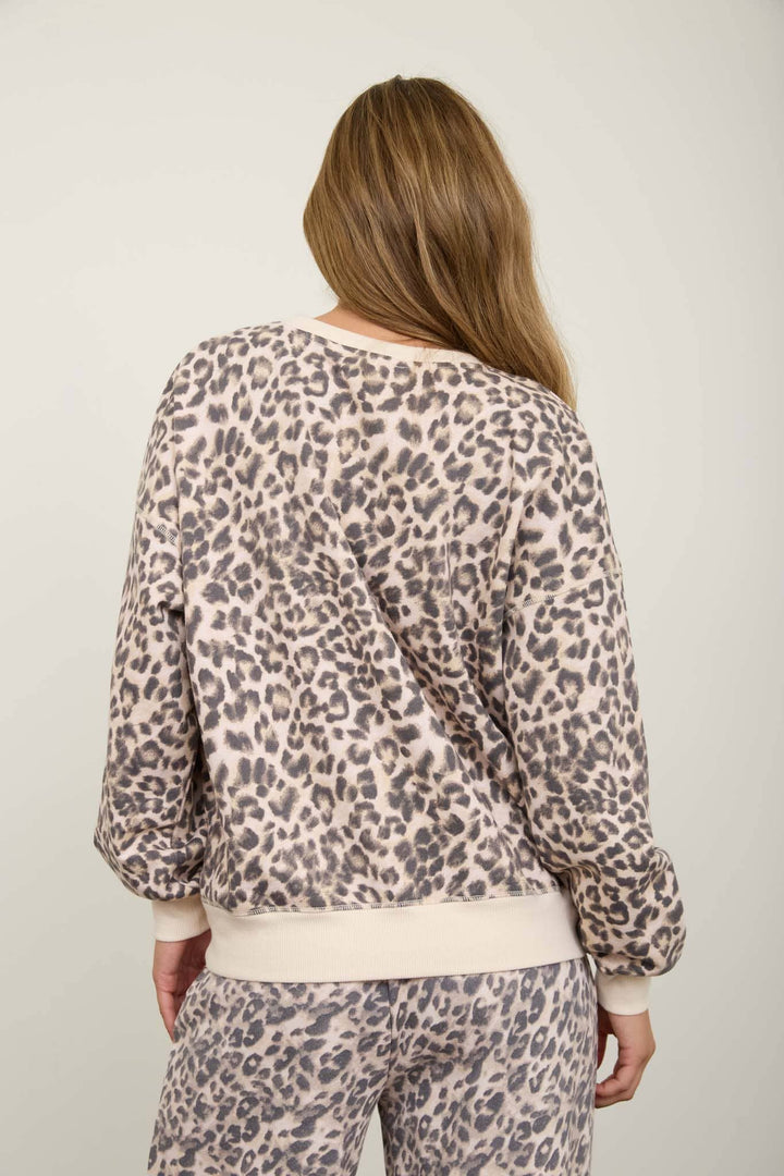 Cream Leopard Boxy Knit Top