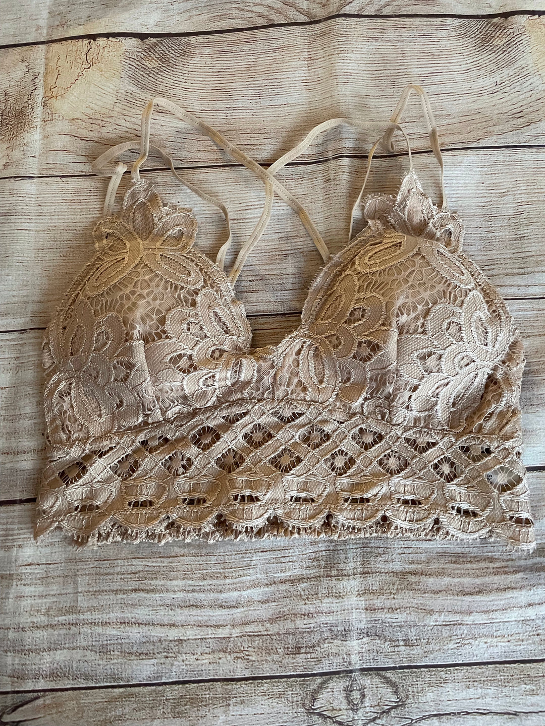 Tan Crochet Lace Bralette