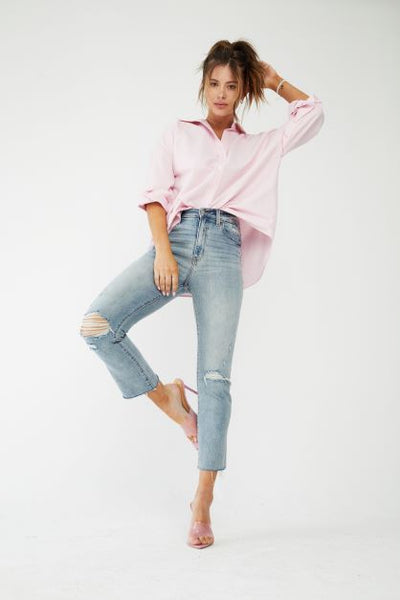 Eunina Ally High Rise Straight Crop Jeans