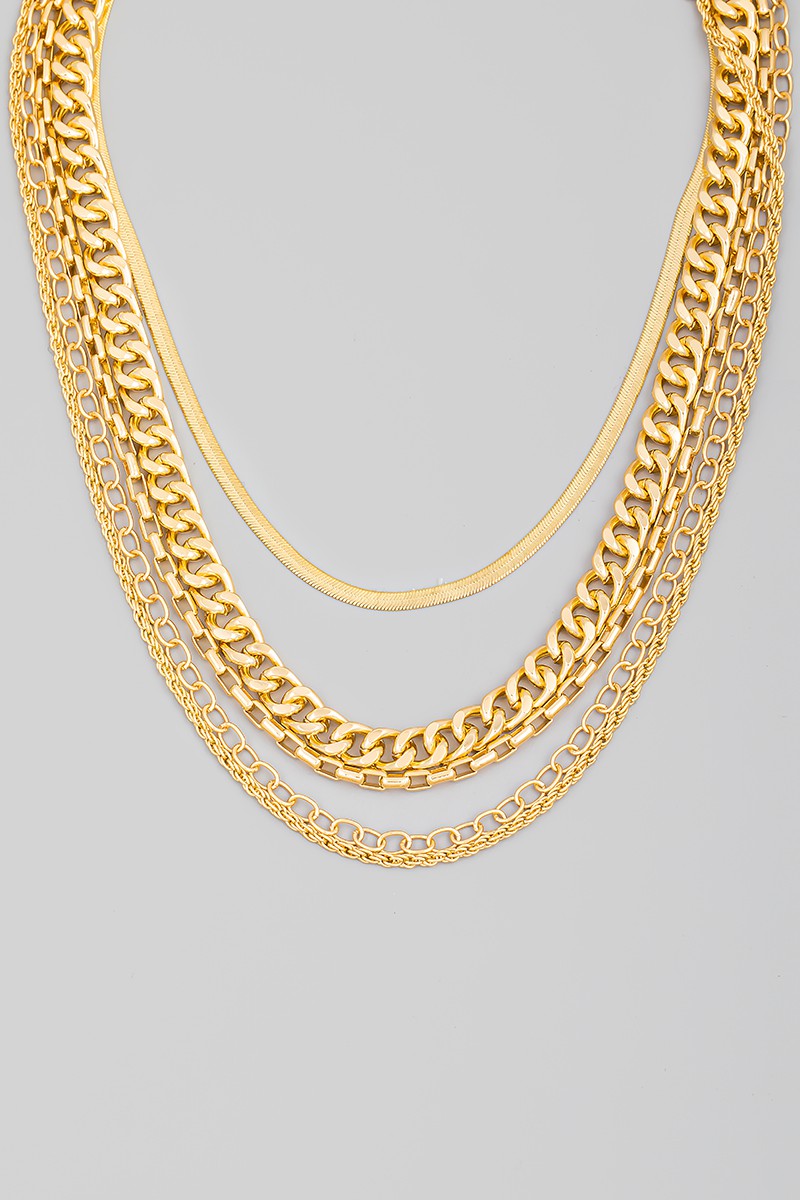 Gold Mixed Multi Chain Necklace