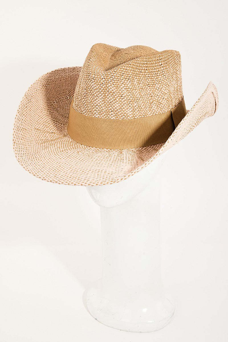 Basket Weave Straw Cowboy Hat