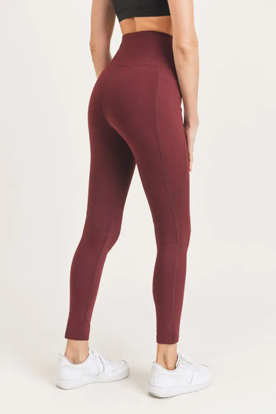 Burgundy Waist Shaping Leggings